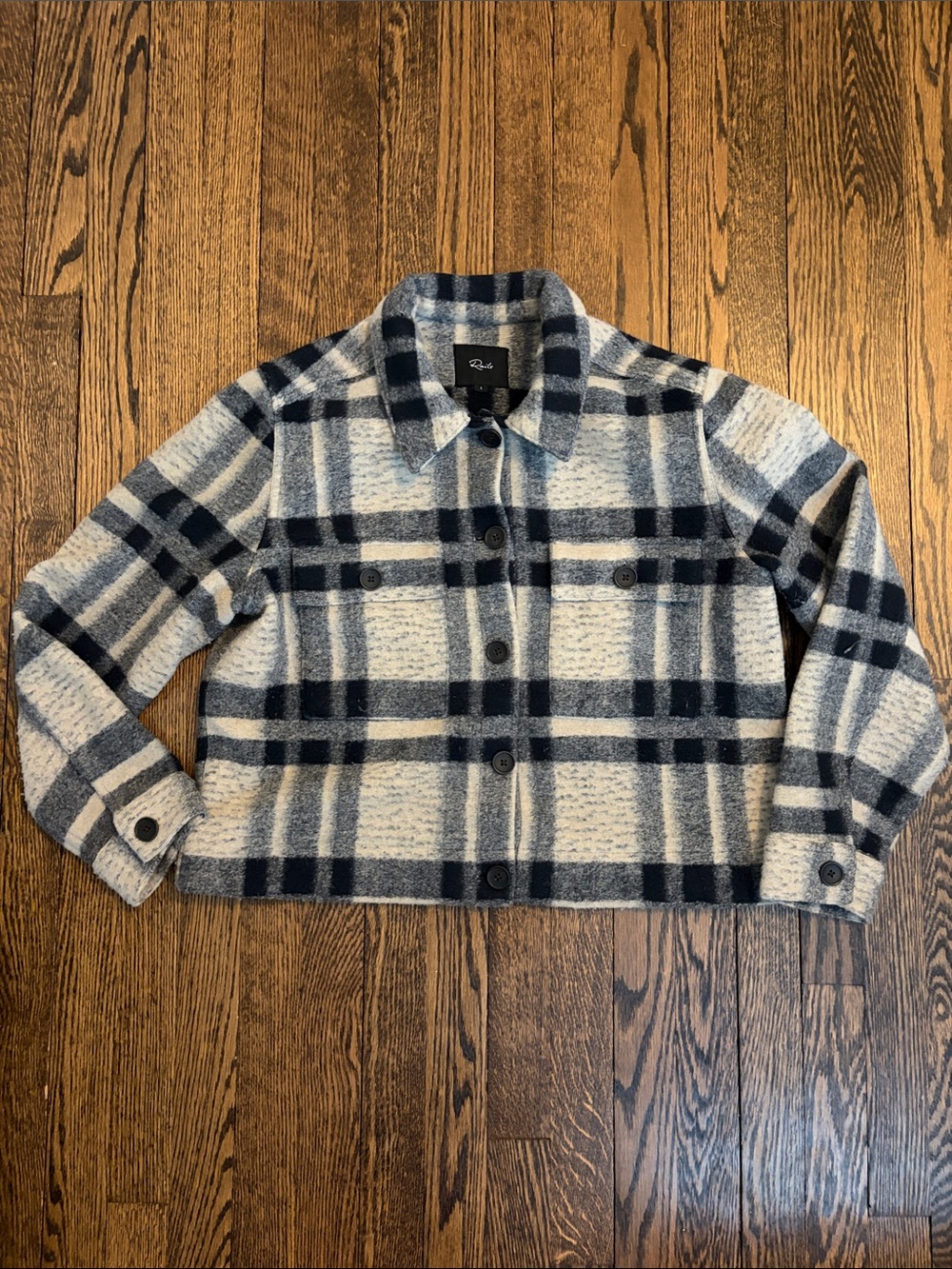 RAILS Large - Wool Blend Shacket Jacket - Navy & Cream